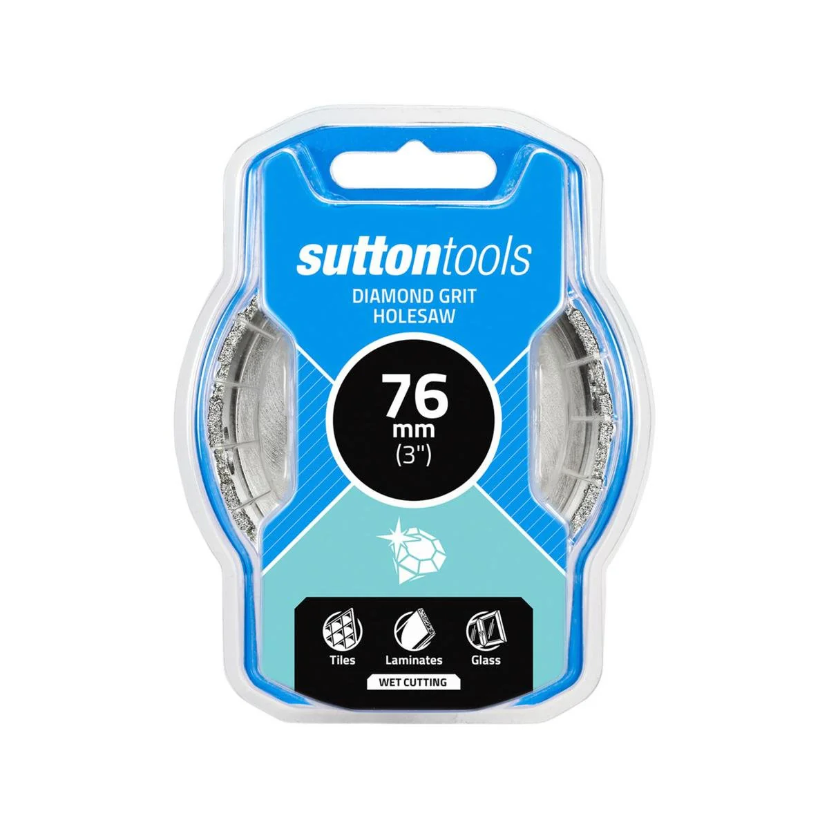 Sutton Tools 76mm Diamond Grit Holesaw - Steel - Long Life - Fast Cutting