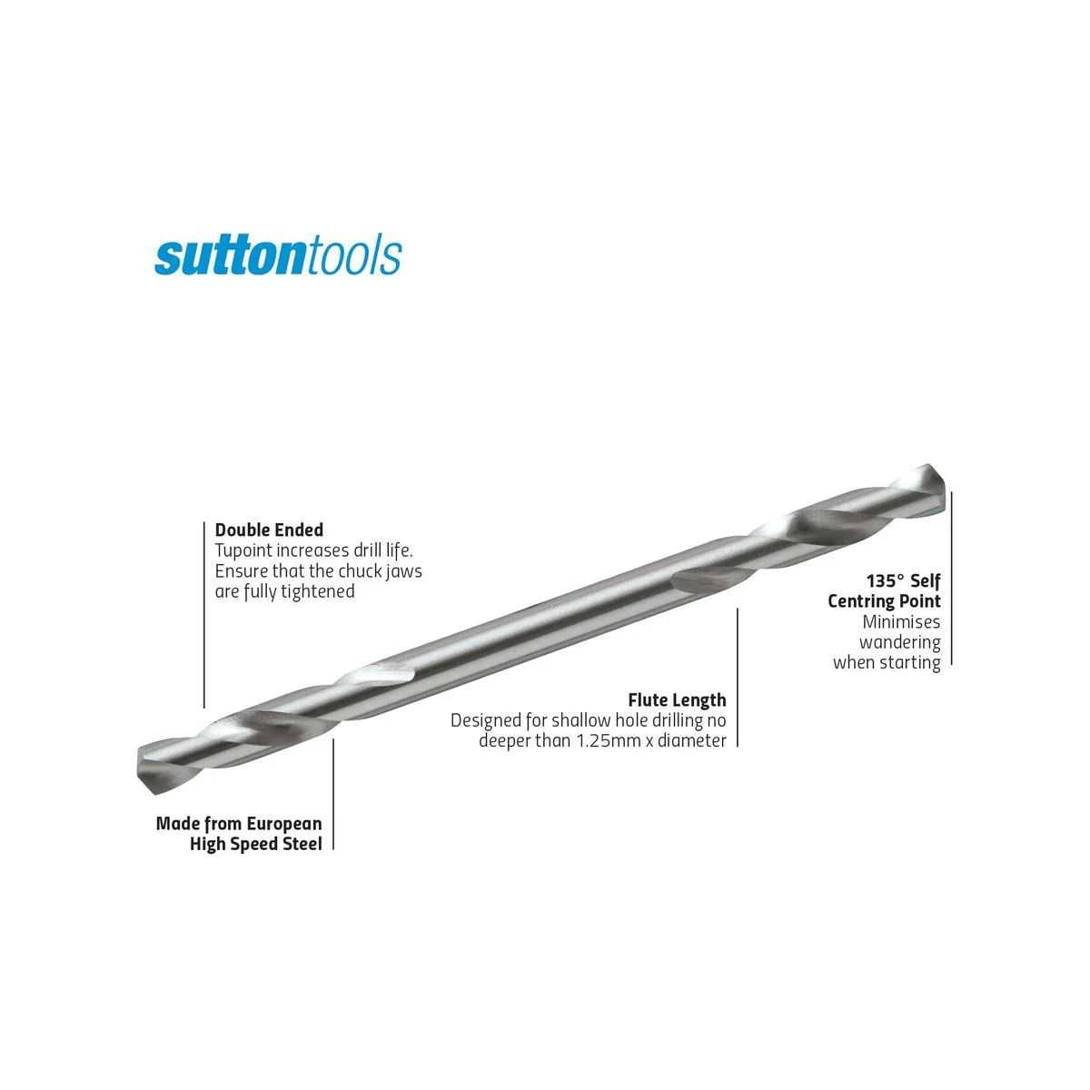 Sutton Tools Double Ended Panel Drill Bit - 1/8" - M2 HSS - 2 Pack - Image 3