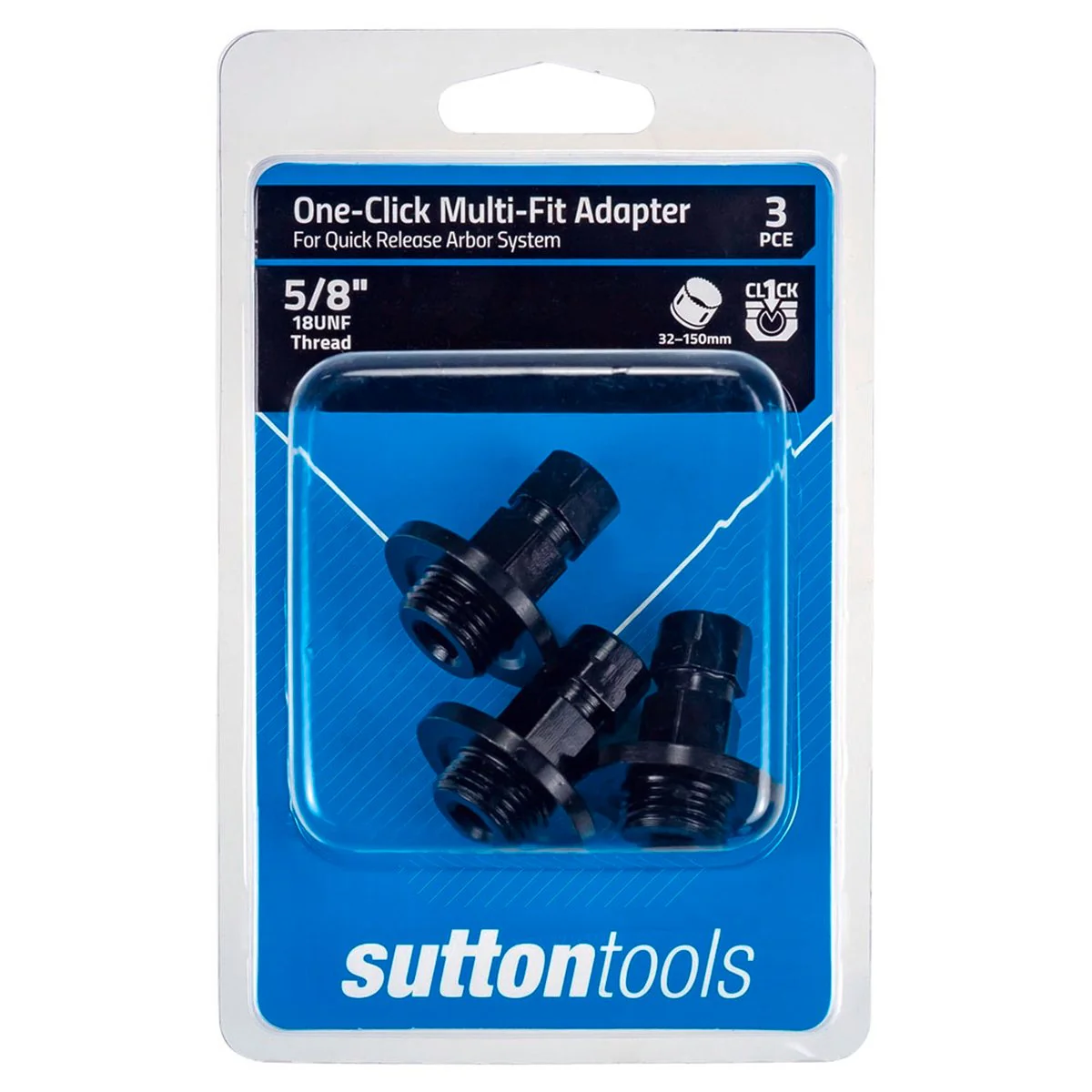 Sutton Tools Holesaw Adaptor 3 Pack 32mm to 150mm Blue