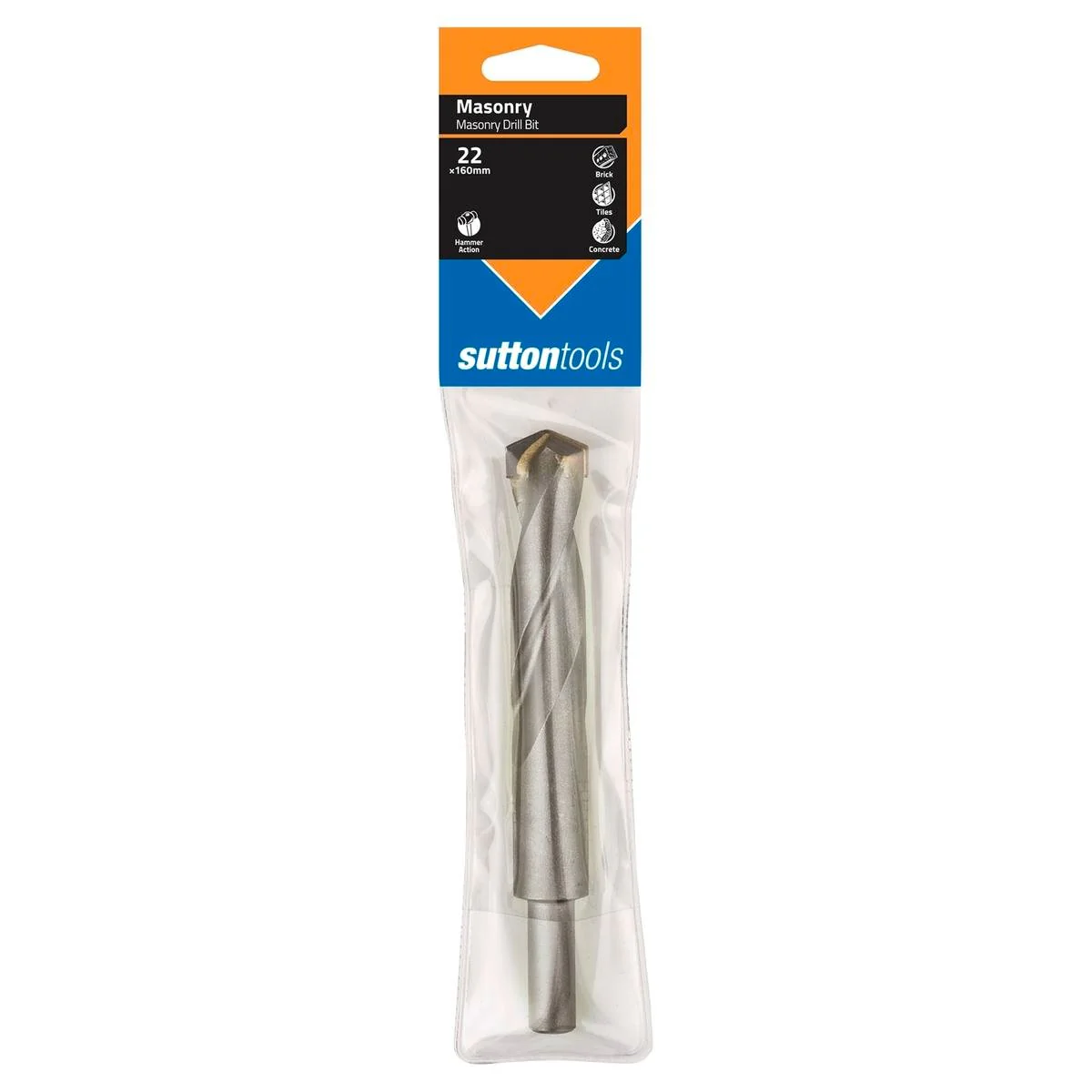 Sutton Tools Masonry Drill Bit - 22 x 160mm - Carbide Tip - Aggressive Drilling
