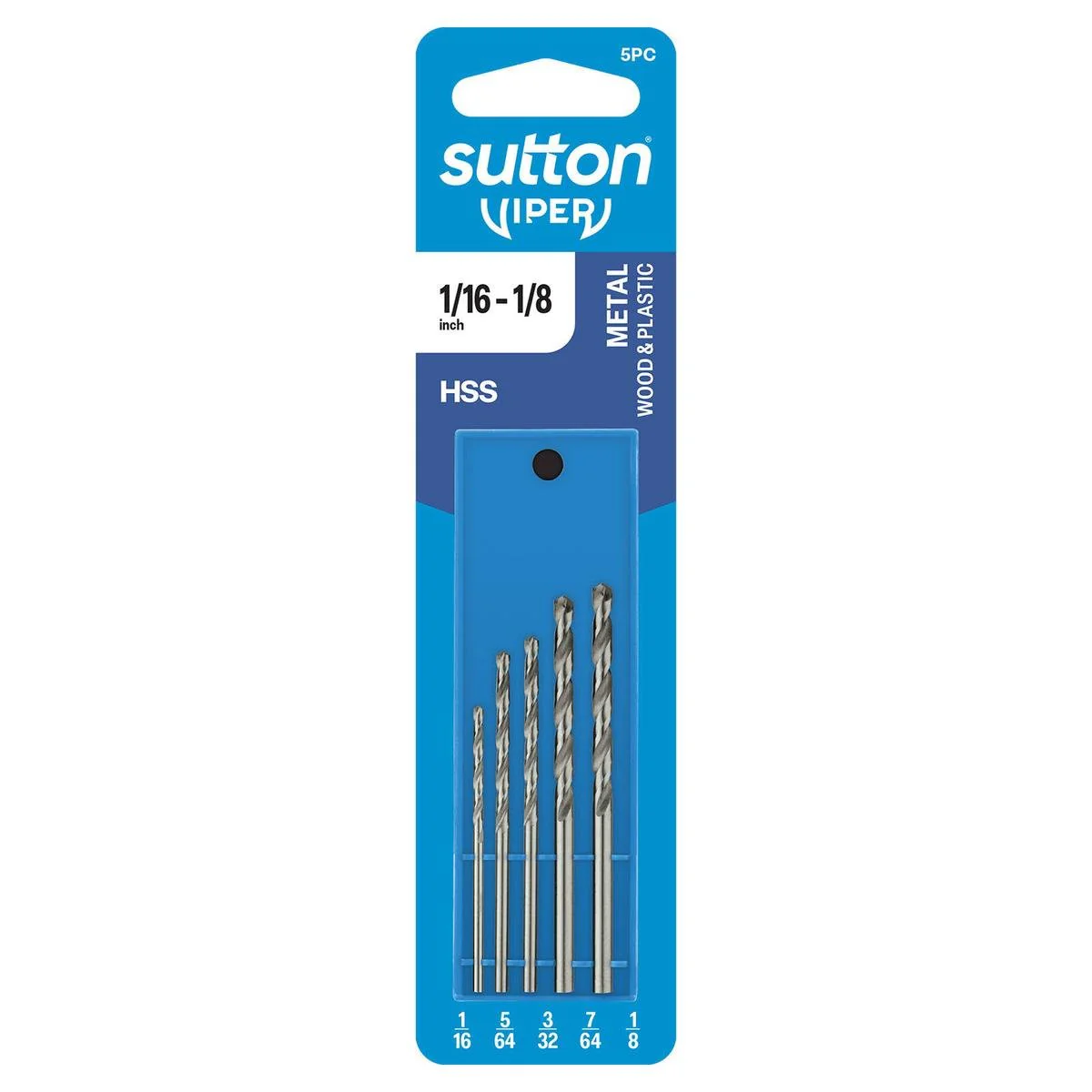 Sutton Tools Viper Imperial Drill Bit Set - 5 Piece - 118° Split Point - HSS