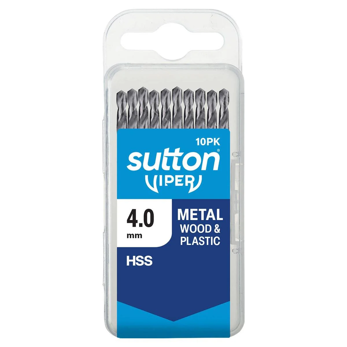 Sutton Tools Viper Metric Drill Bit 4.00mm - 10 Pack - HSS - Bright Finish