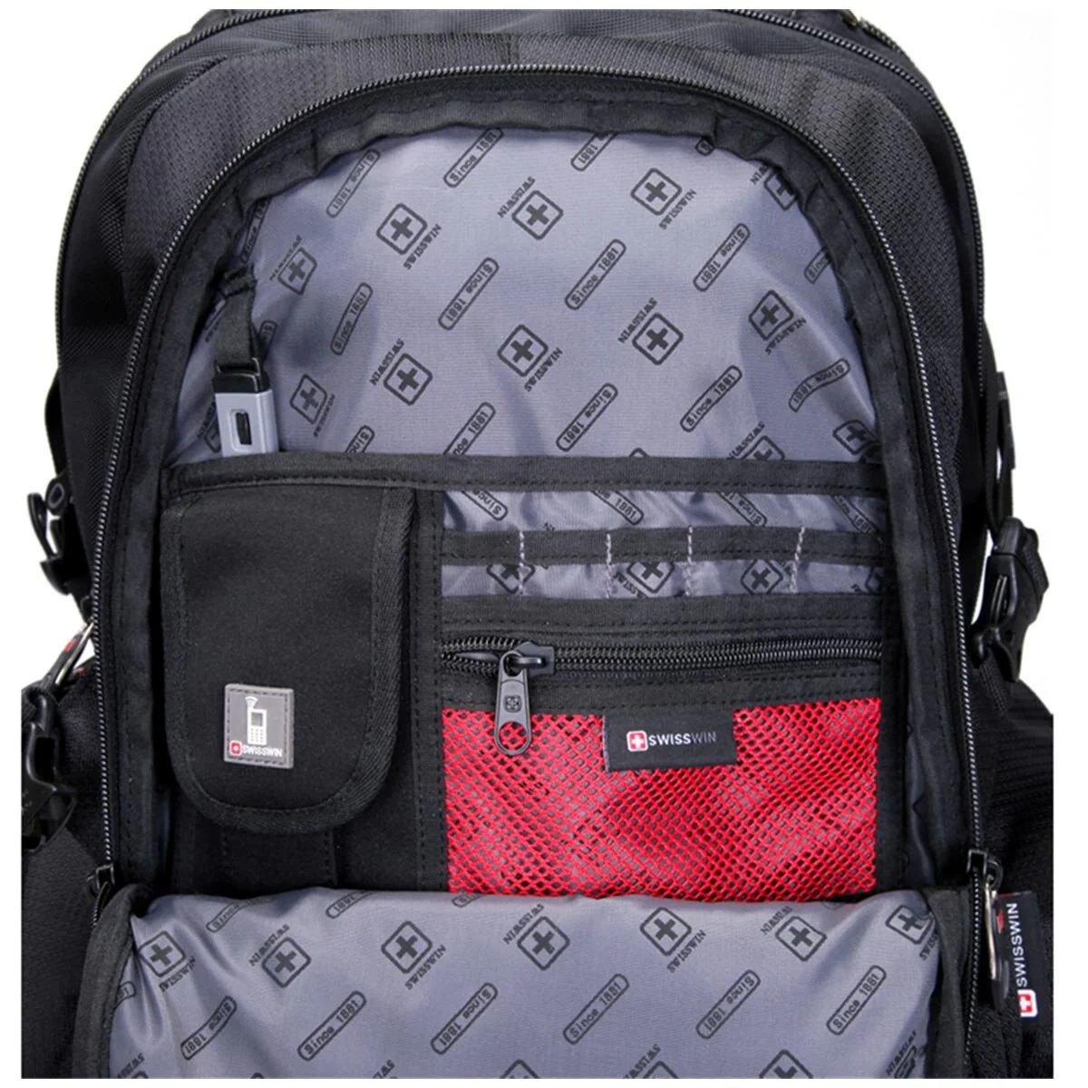 SWISSWIN Laptop Backpack SW9801 Black Capacity 37 Litre Weather Resistant - Image 7