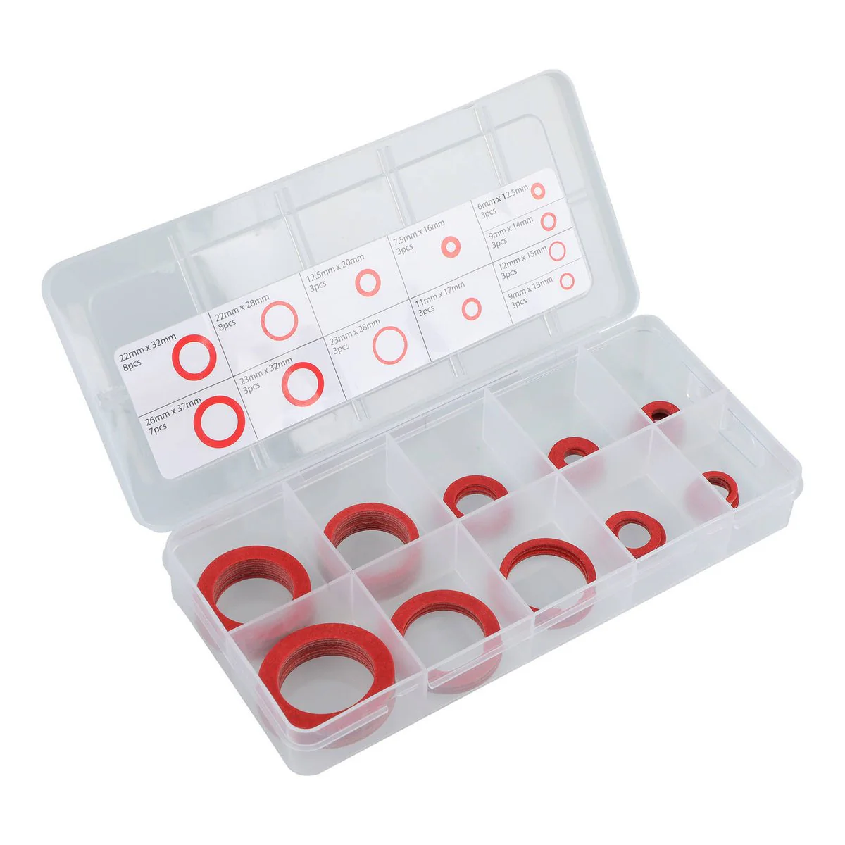 Syneco Assorted Fibre Body Washers 50 Pack - 50 Washers - Red - Sealing Solution - Image 5