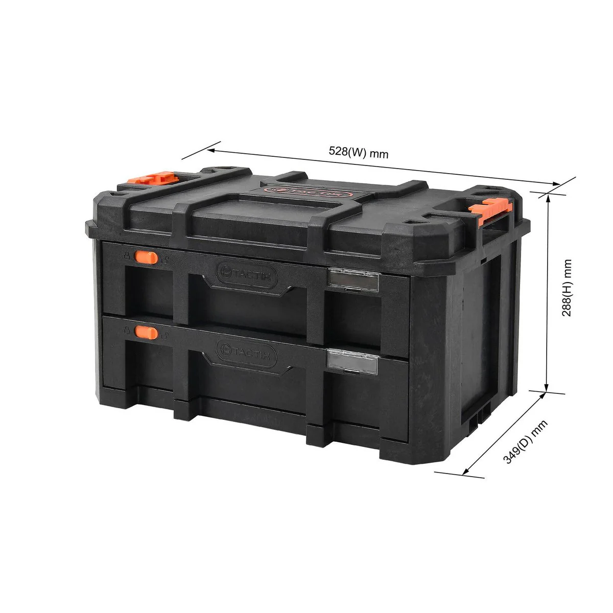 Tactix 2 Drawer Modular Tool Chest - 528mm x 288mm x 349mm - Black - Portable Storage - Image 5