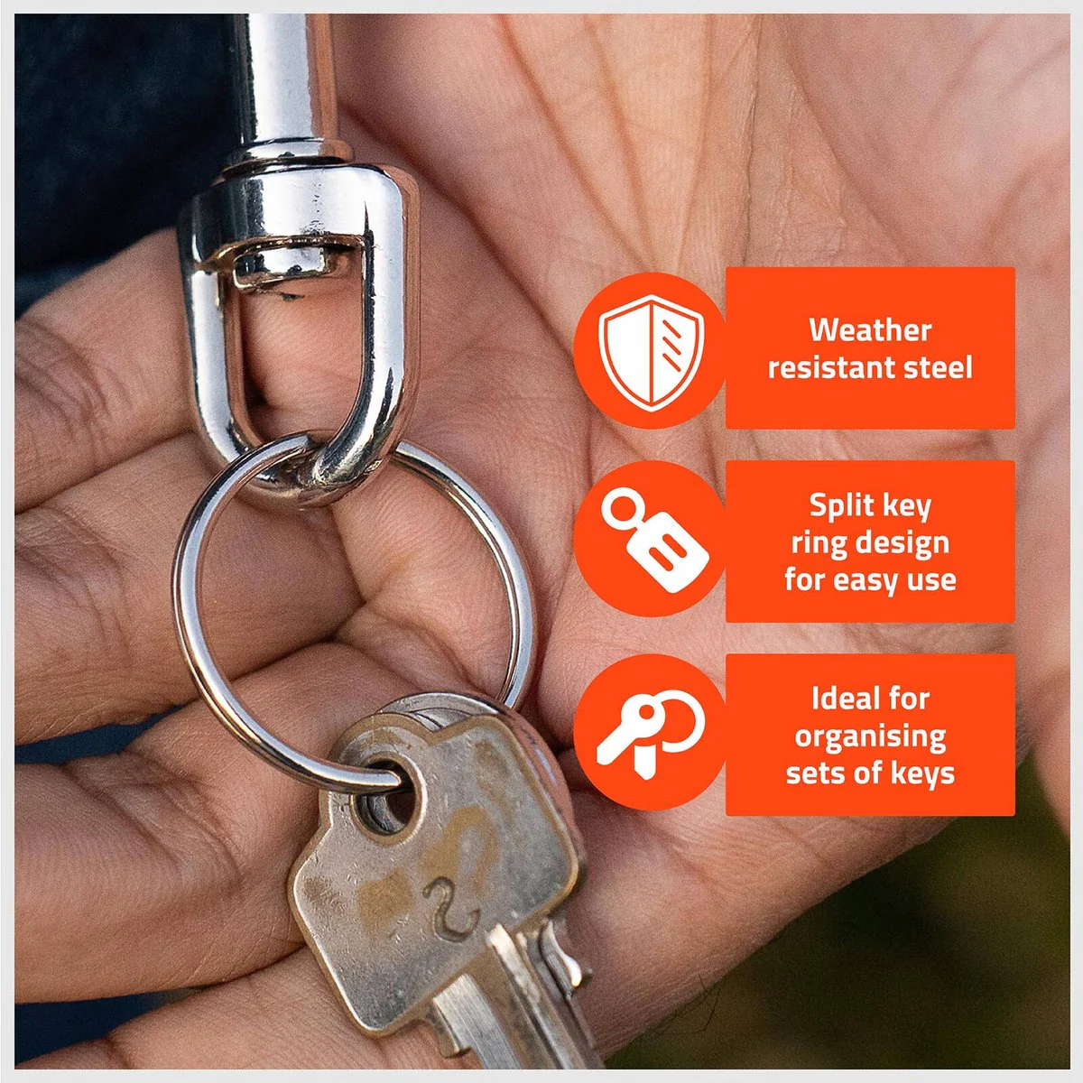 Taskmaster 30mm Key Ring - 100 Pack - Durable Steel - Easy Key Organisation - Image 4