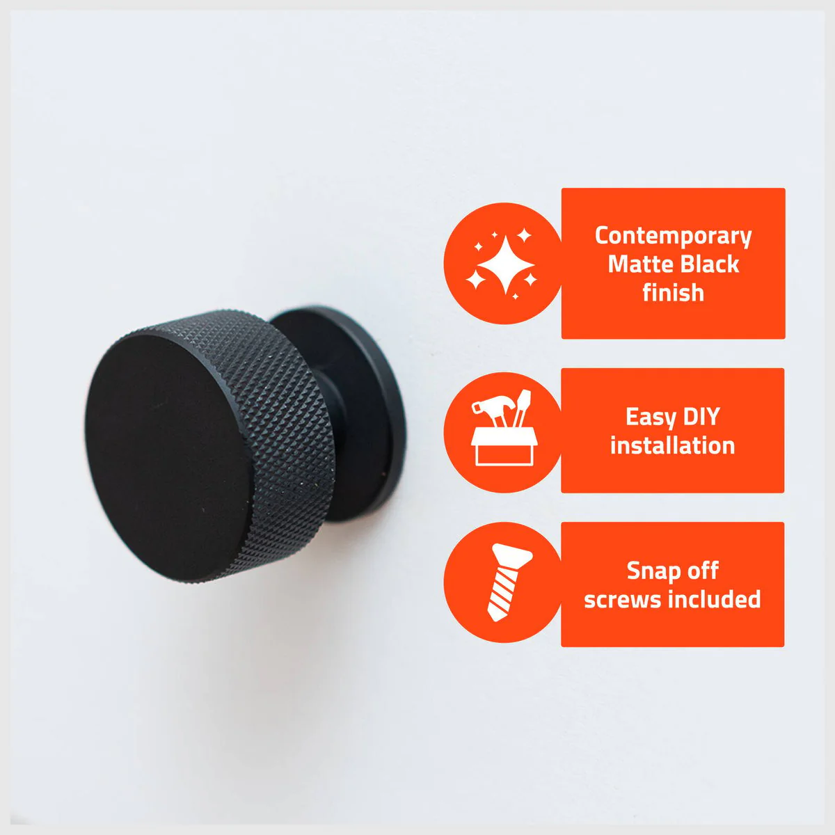 Taskmaster 32 Knurled Cabinet Knobs 4 Pack - 5mm - Matte Black - Modern Design - Image 3