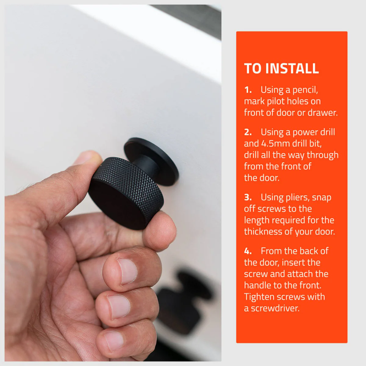 Taskmaster 32mm Knurled Cabinet Knob - Matte Black - 1 Pack - Easy Install - Image 4