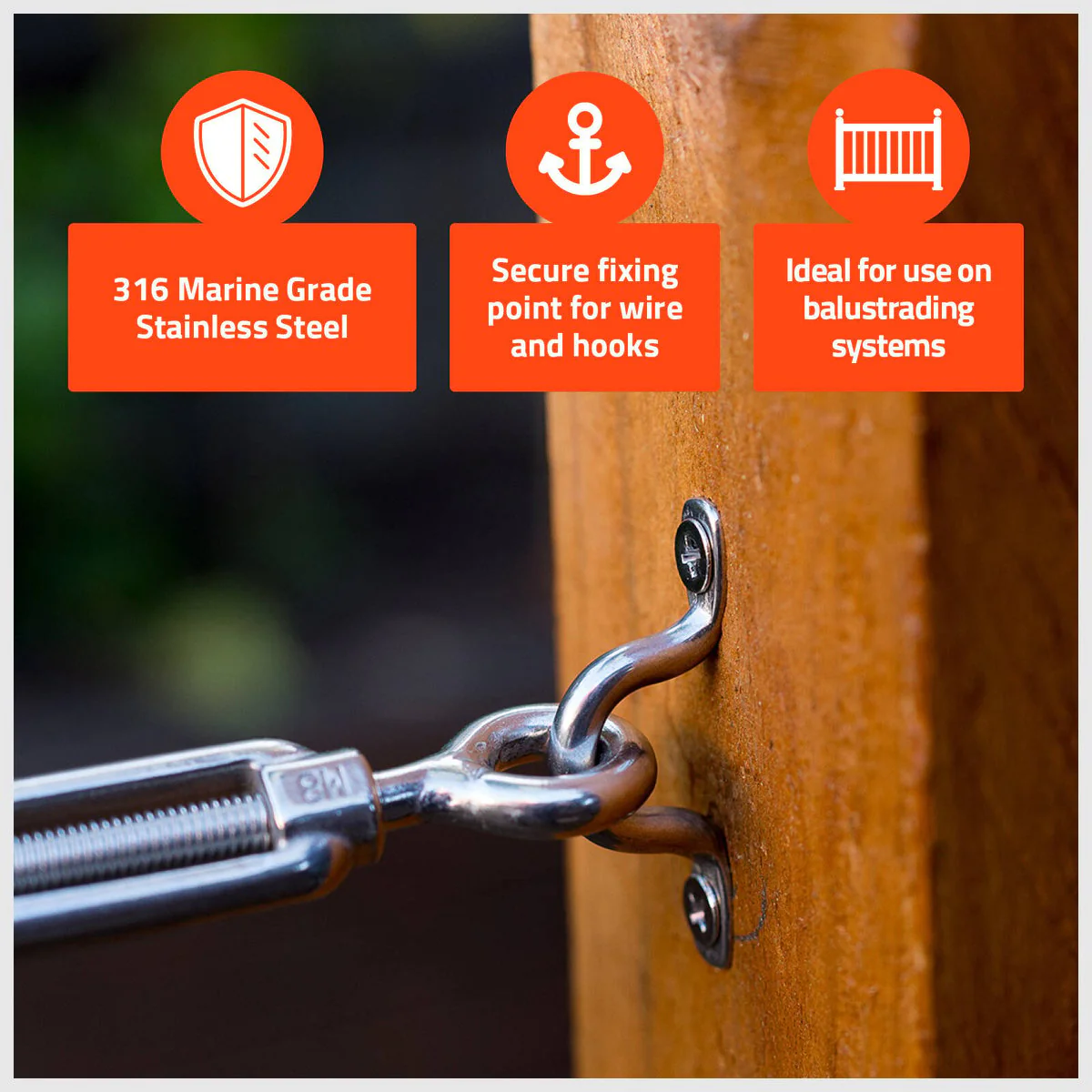 Taskmaster 6mm Stainless Steel Wire Eye Strap 2 Pack - Rust Resistant - Durable - Image 3