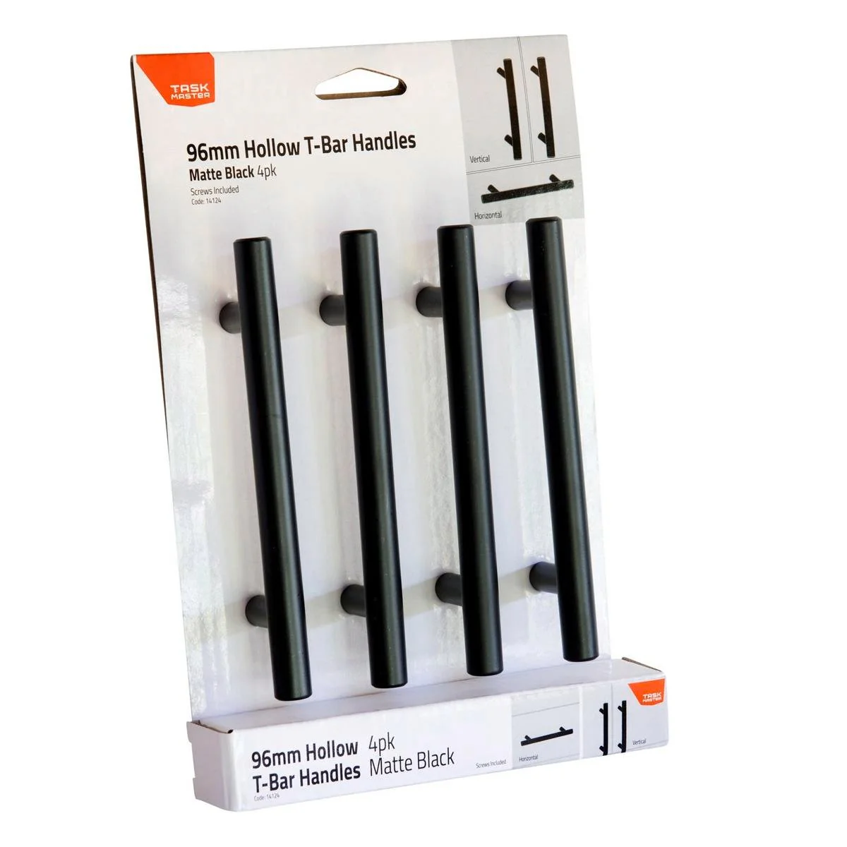 Taskmaster Black Matte Hollow T Handle 4 Pack - 96mm - Steel