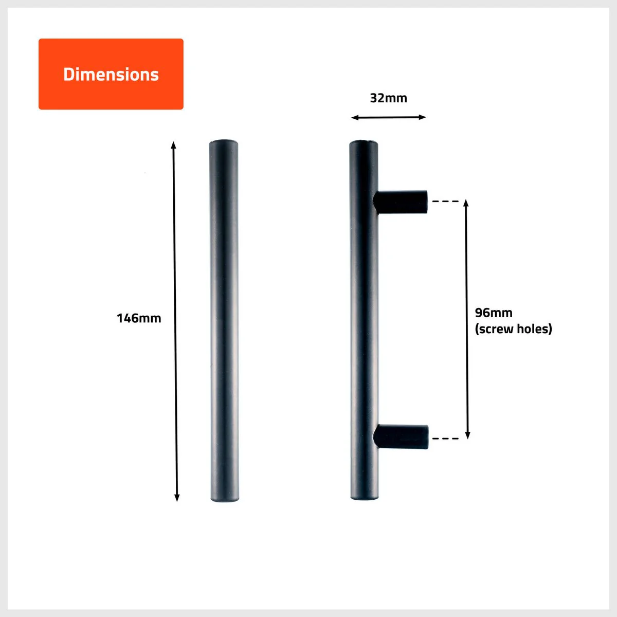 Taskmaster Black Matte Hollow T Handle 4 Pack - 96mm - Steel - Image 2