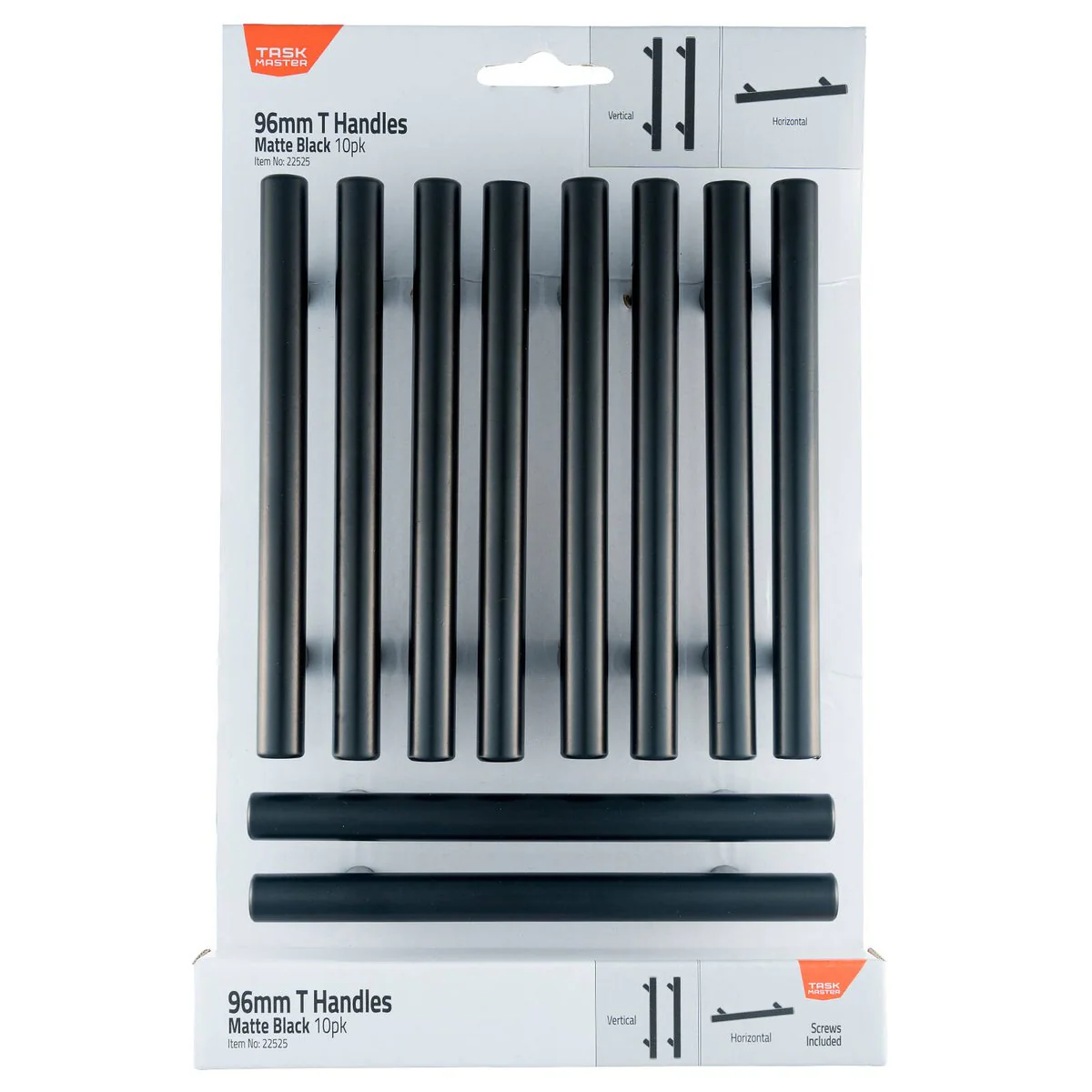 Taskmaster 96mm Matte Black T Handle 10 Pack - Easy Install - Modern Upgrade