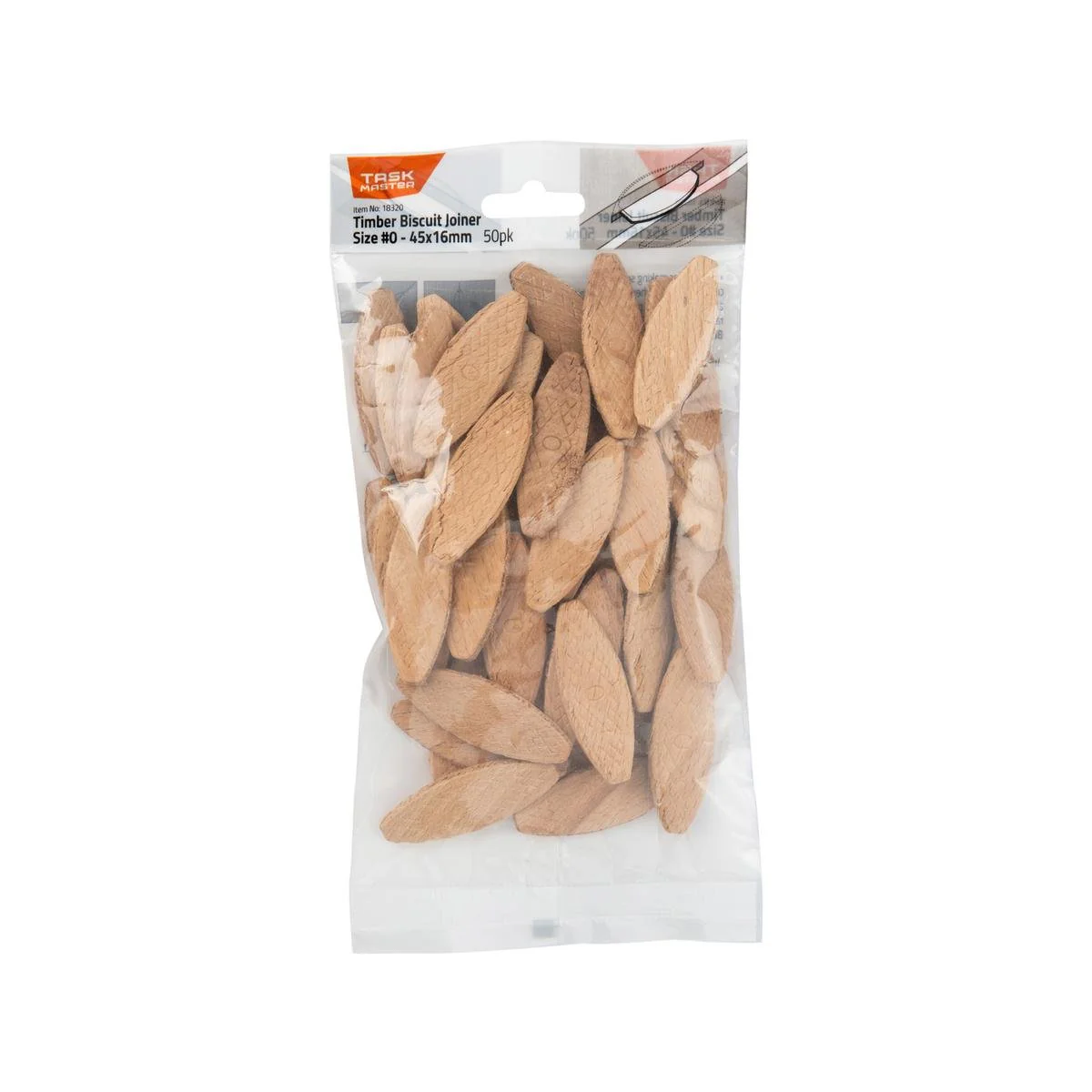 Taskmaster Biscuit Joiner 0 45 x 16mm - 50 Pack - Natural Timber - Accurate Joints