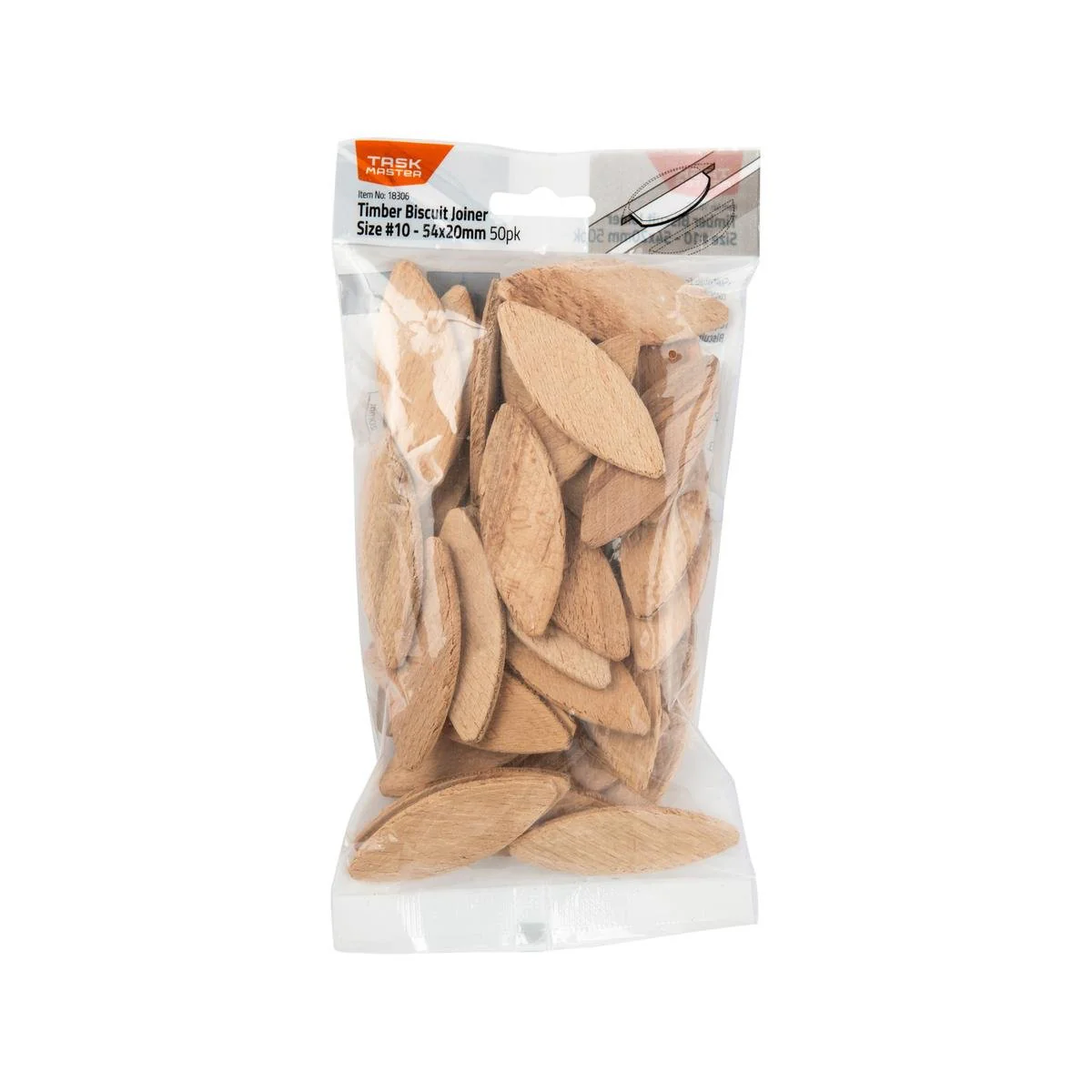 Taskmaster Biscuit Joiner 50 Pack - 54 x 20mm - Natural - Seamless Joints