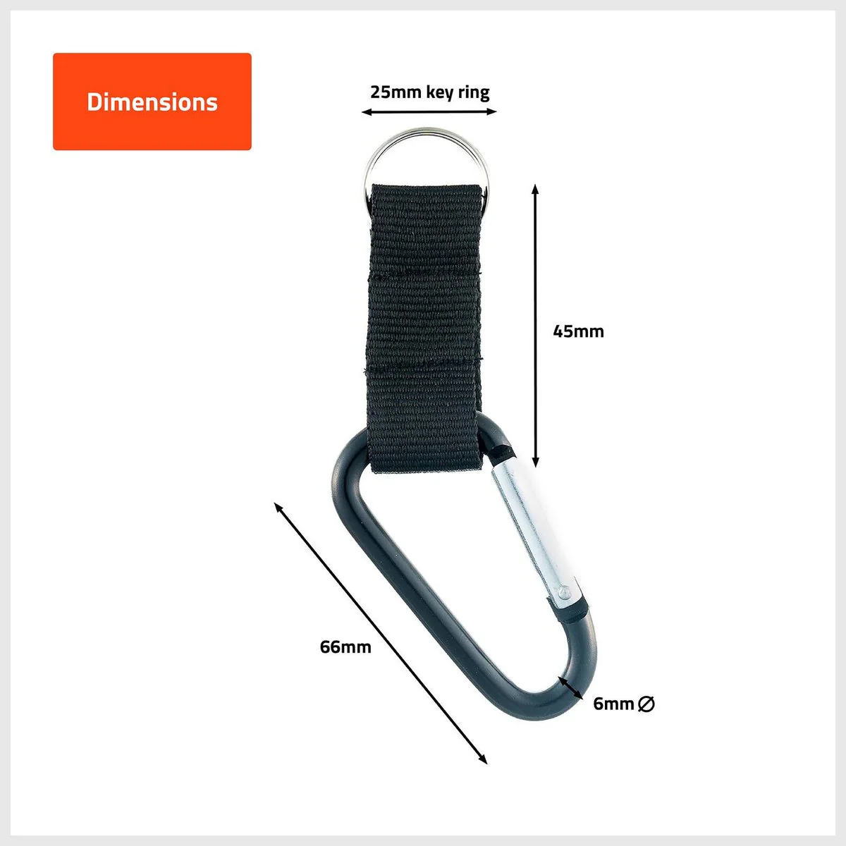 Taskmaster Black Carabiner Key Ring 2 Pack - 25mm - Black - Lightweight Design - Image 4
