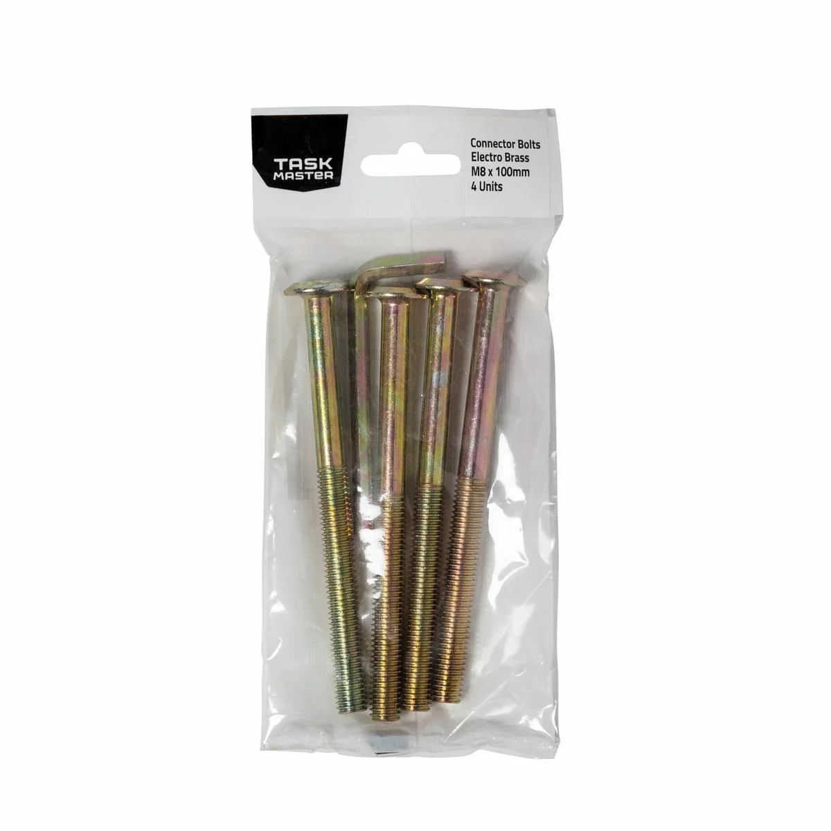 Taskmaster Brass Connector Bolt 4 Pack - m8 x 100mm - Timber Joinery