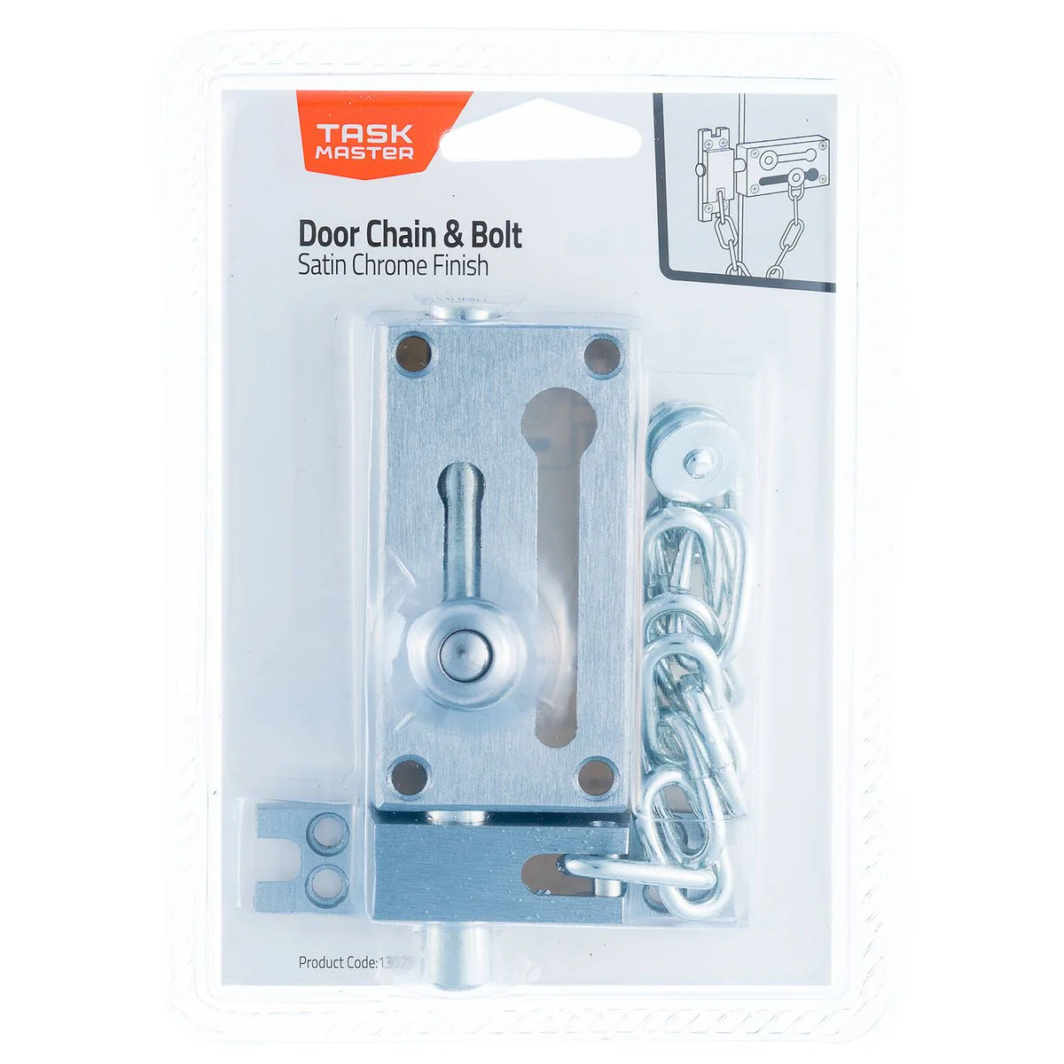 Taskmaster Door Chain Bolt - 52mm - Steel - Satin Chrome Security