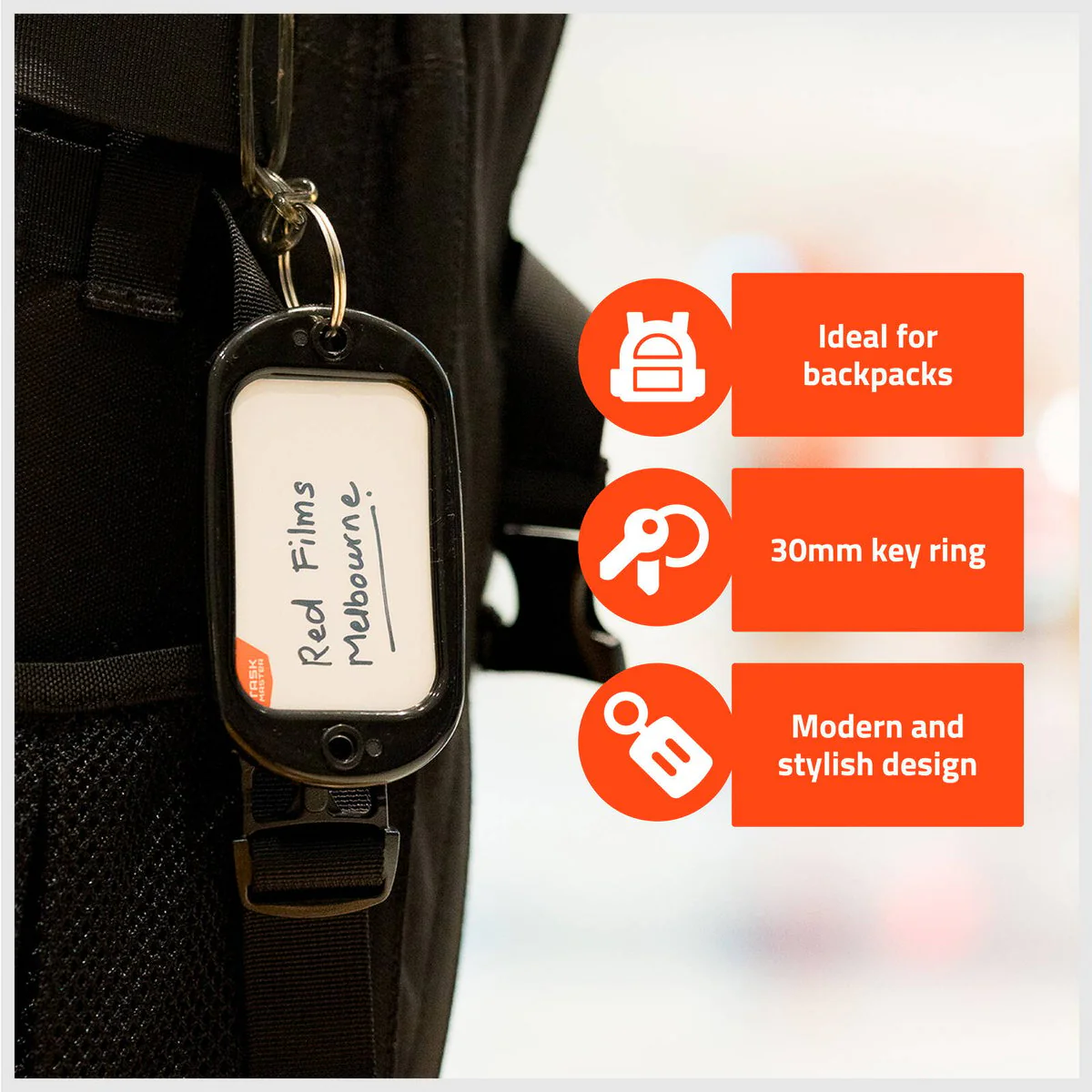 Taskmaster Extra Large Key Tags 2 Pack - 95 x 56mm - Black - Durable Identification - Image 3