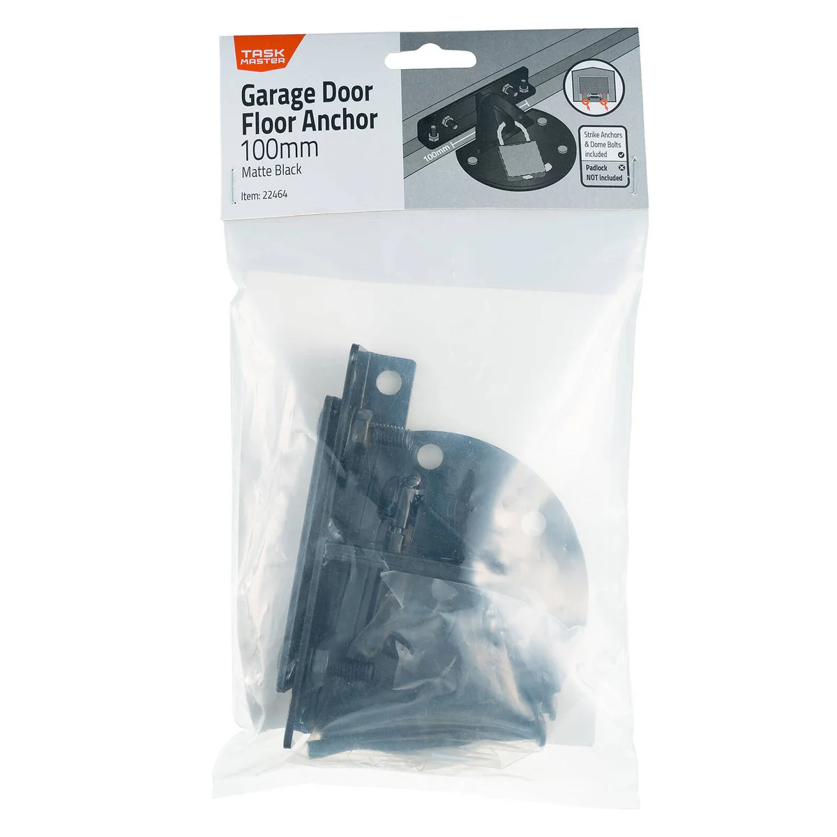 Taskmaster Garage Door Floor Anchor 100mm - Black Matte - Secure Your Garage