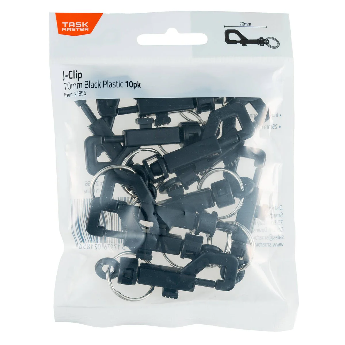 Taskmaster J Clip - 70mm Black - 10 Pack - Lightweight - Spring-Loaded Trigger - Image 2