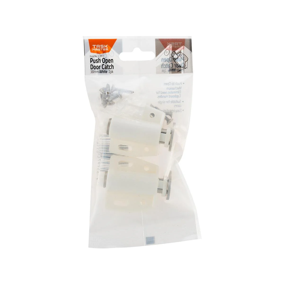 Taskmaster Magnetic Catch - 38mm - Plastic - Push to Open - 2 Pack