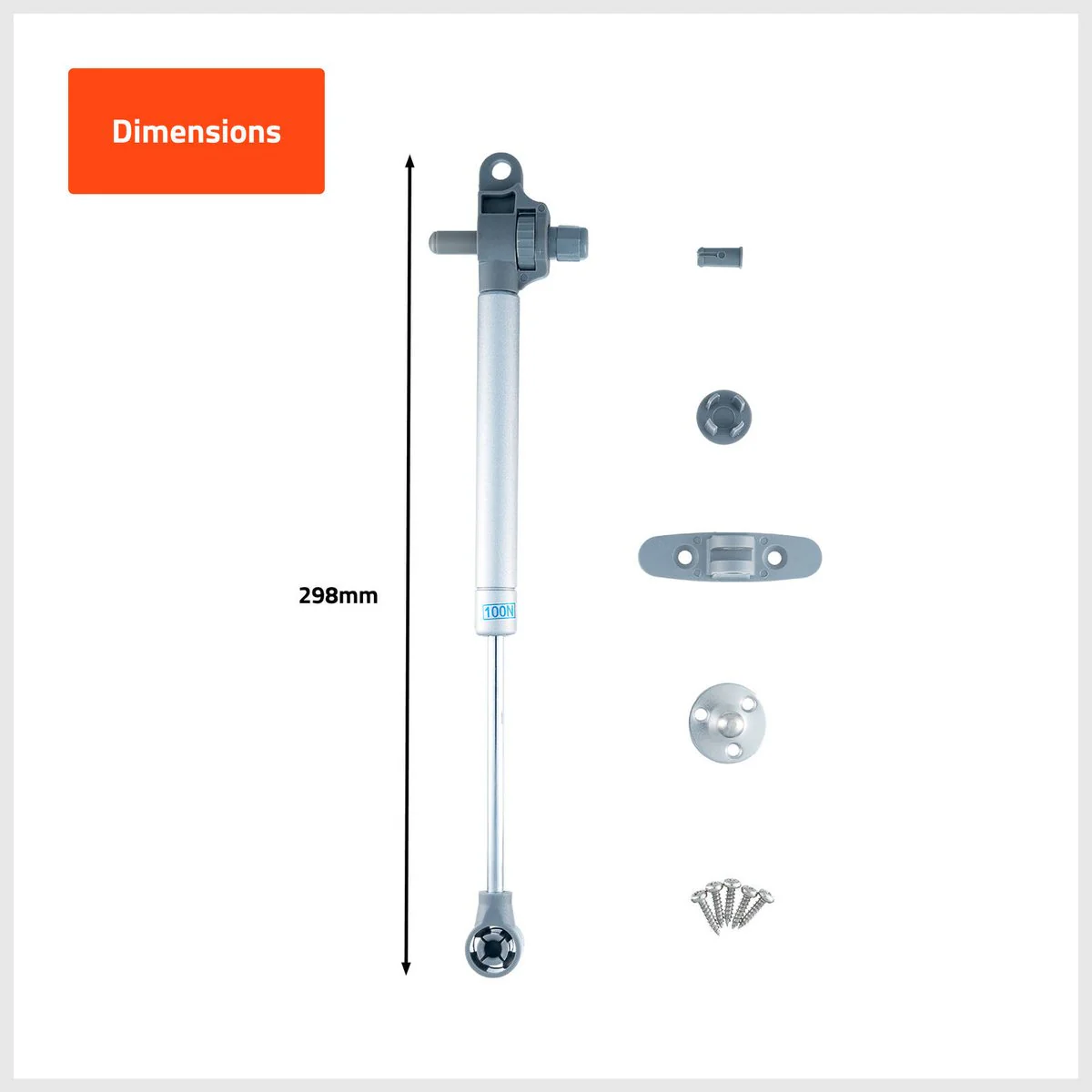 Taskmaster Pneumatic Furniture Stay 2 Pack - 298mm - Grey - Easy Installation - Image 3