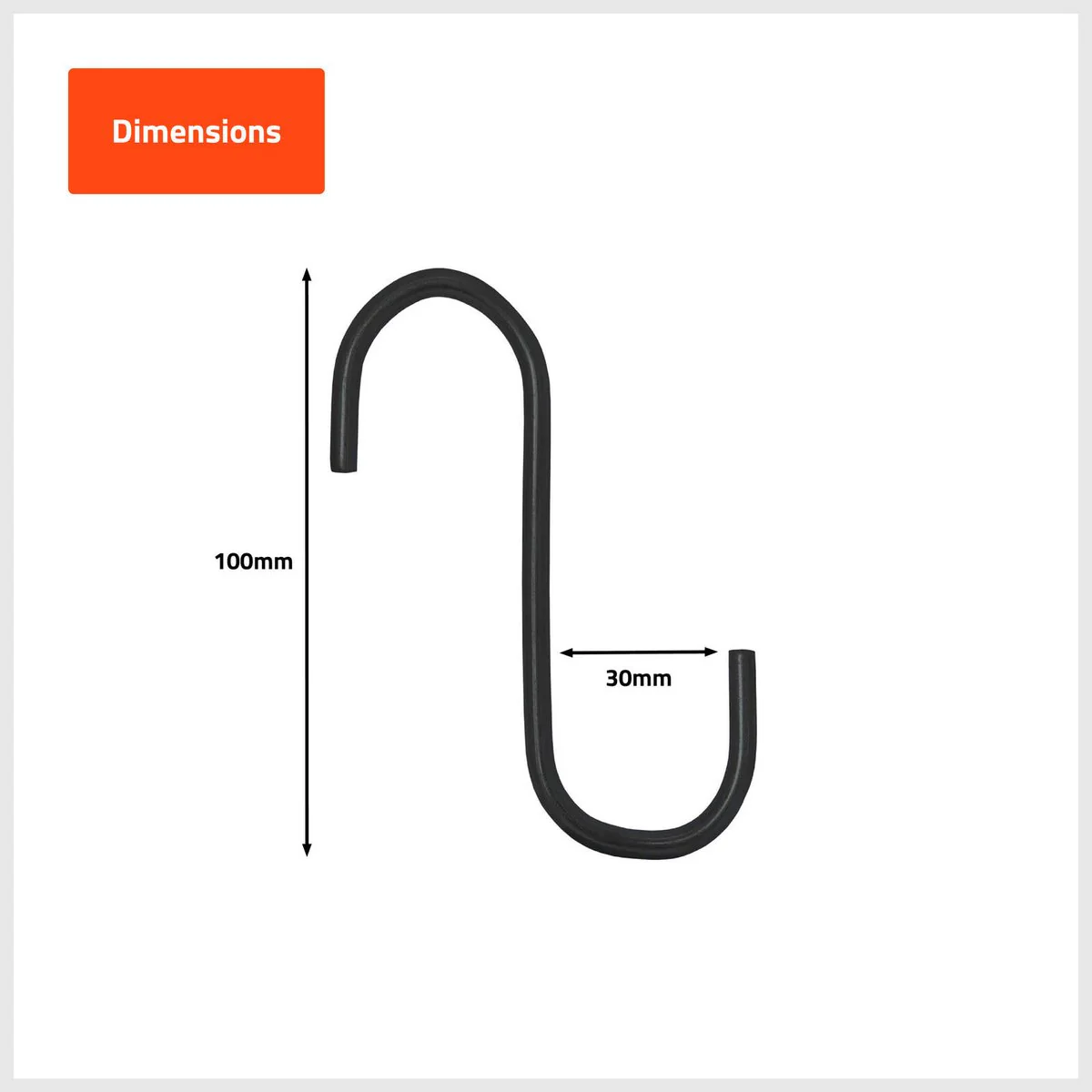 Taskmaster S Hook - 100 x 30 x 5mm - Steel - Garage Storage - Image 2