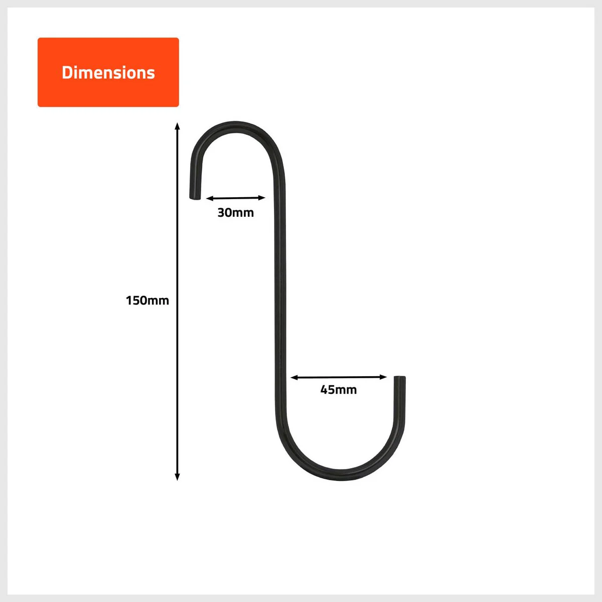Taskmaster S Hook - 150 x 45 x 30mm - Steel - Garage Storage - Image 2