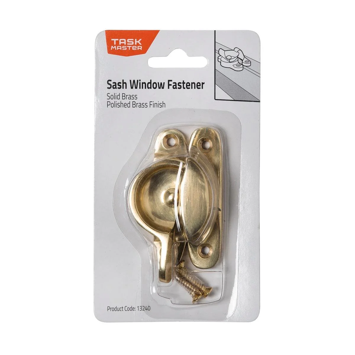 Taskmaster Sash Fastener - 80mm - Solid Brass - Polished Finish