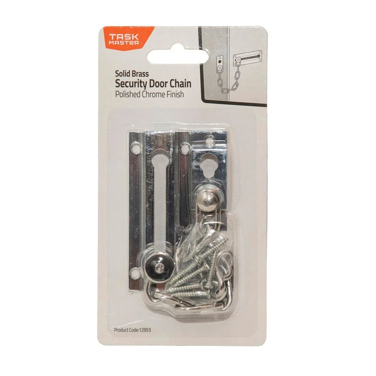 Taskmaster Security Door Chain - 52mm x 95mm - Solid Brass - Chrome Plated
