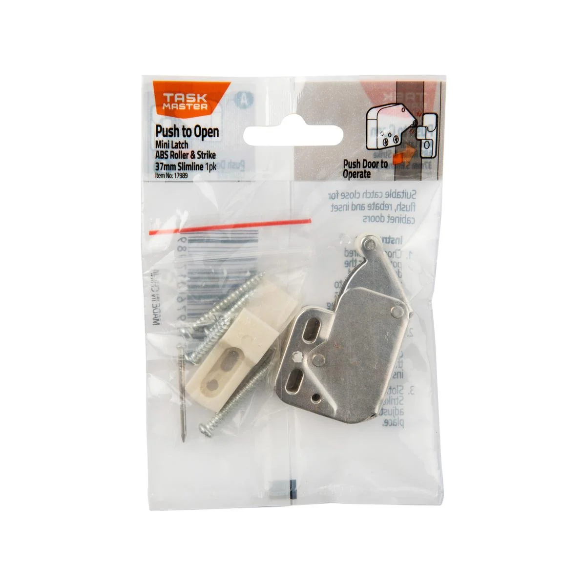 Taskmaster Slimline Mini Latch - 37mm - Steel - Push to Open