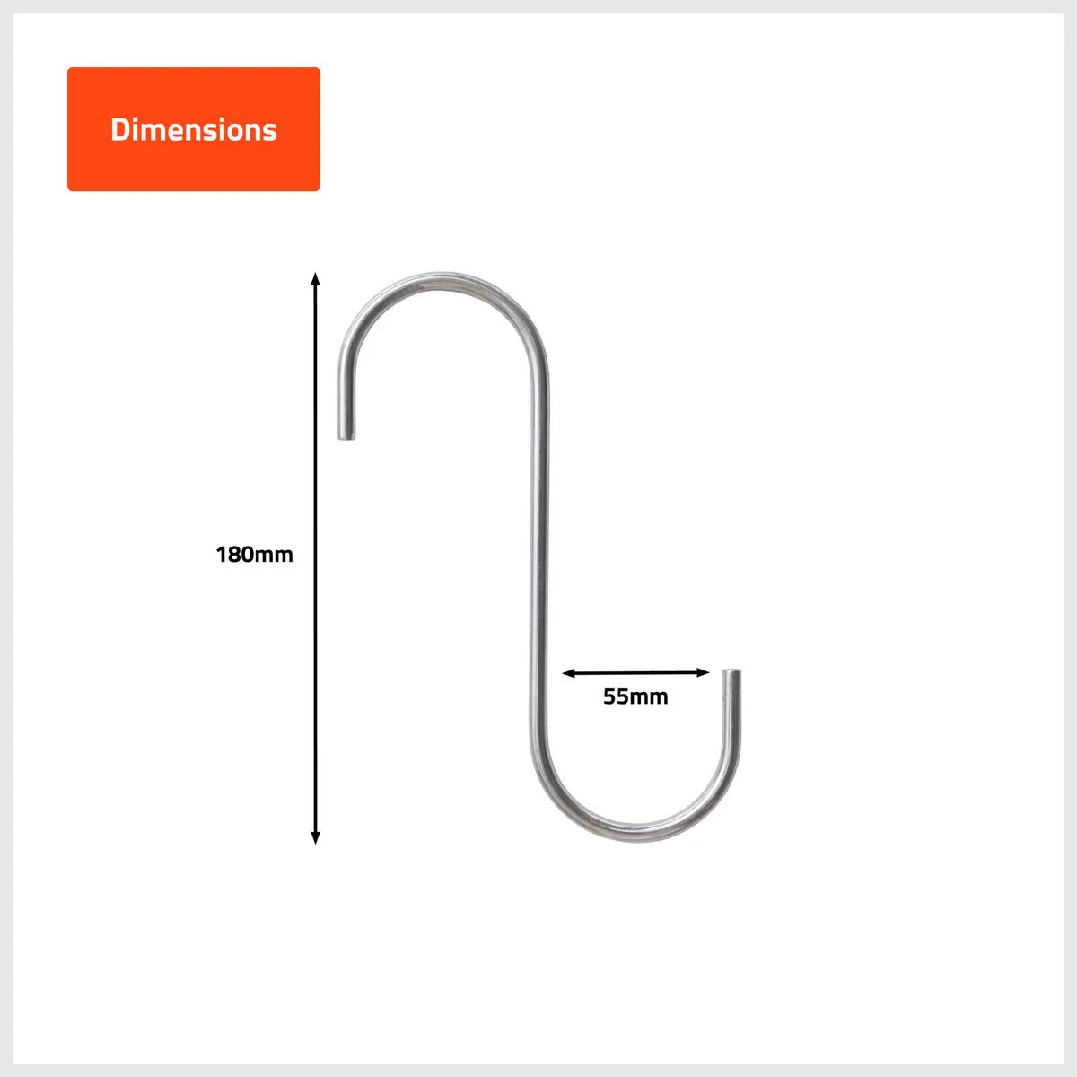 Taskmaster Steel S Hook - 180 x 100 x 6mm - 4 Pack - Garage Storage - Image 2