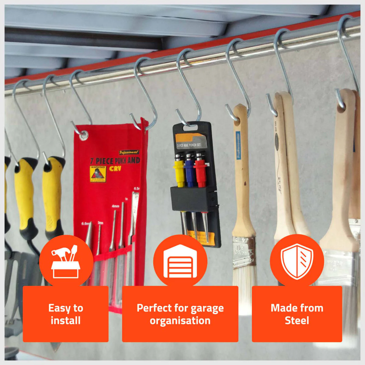 Taskmaster Steel S Hook - 180 x 100 x 6mm - 4 Pack - Garage Storage - Image 3