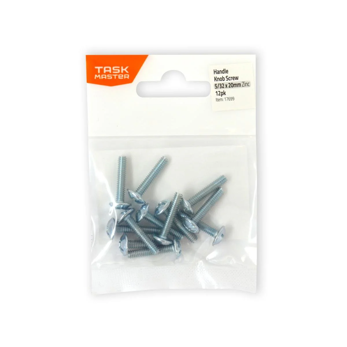 Taskmaster Zinc Plated Knob Handle Bolt 12 Pack - 5/32 x 20mm