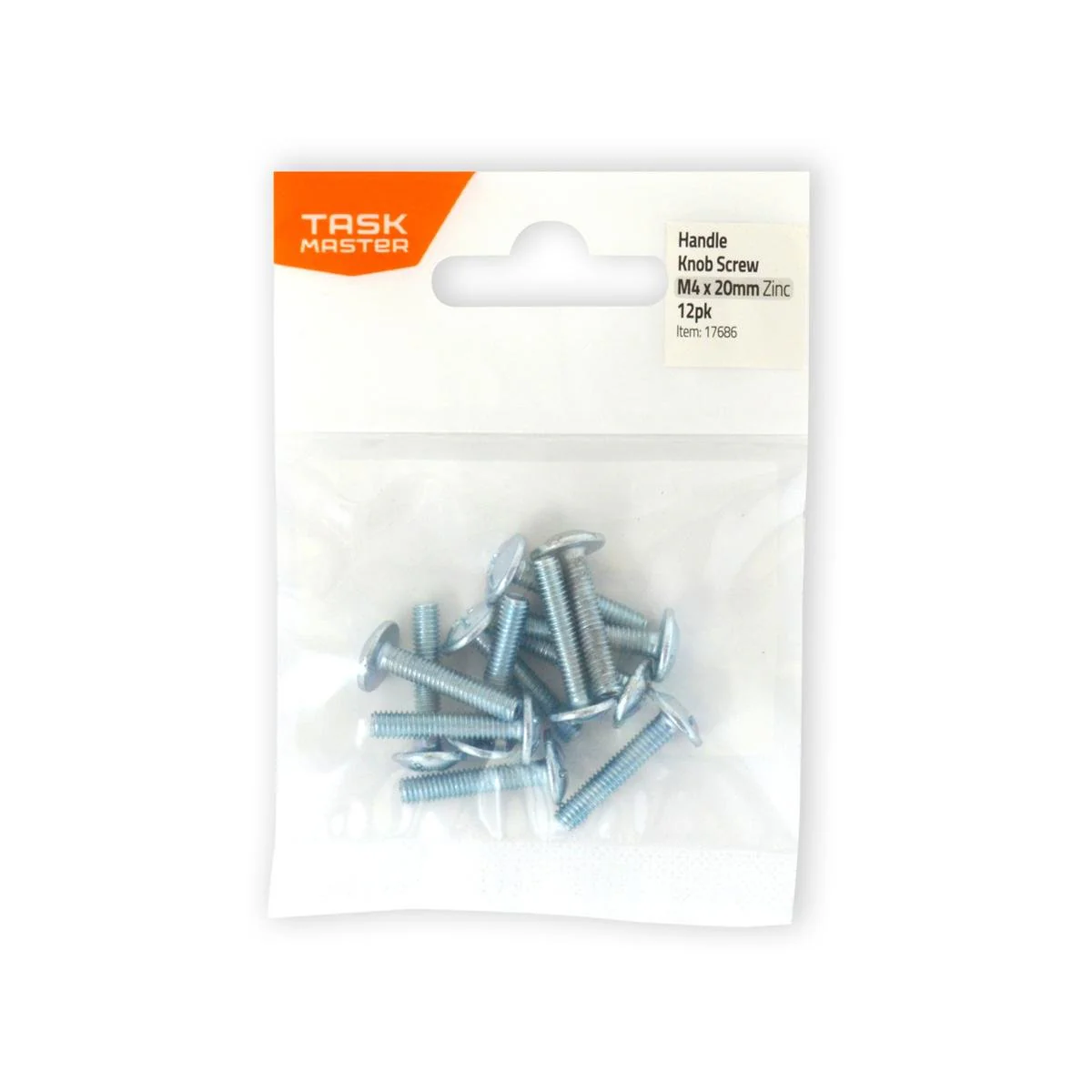 Taskmaster Zinc Plated Knob Handle Bolt 12 Pack - M4 x 20mm