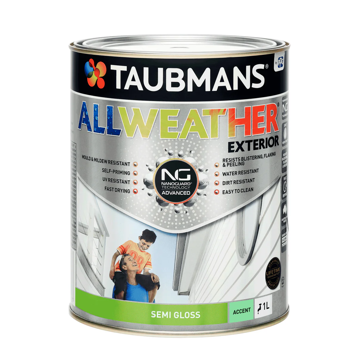 Taubmans 1L Accent Semi Gloss All Weather Exterior Paint - Water Based - Mould Resistant