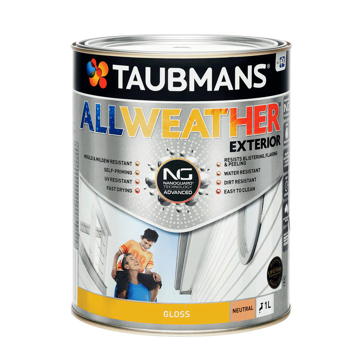 Taubmans 1L All Weather Exterior Paint - Neutral Gloss - Mould Resistant