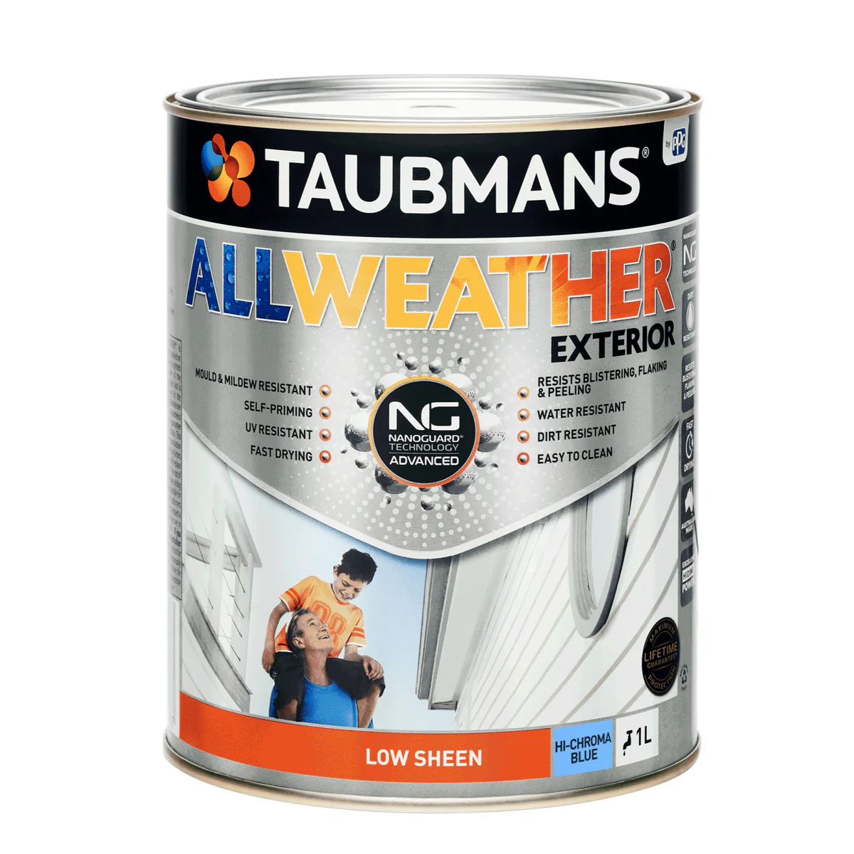 Taubmans 1L Hi C Blue Low Sheen All Weather Exterior Paint - Mould Resistant - UV Protection
