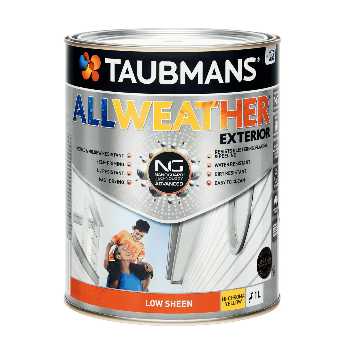 Taubmans 1L Hi C Yellow Low Sheen Exterior Paint - All Weather - Mould Resistant
