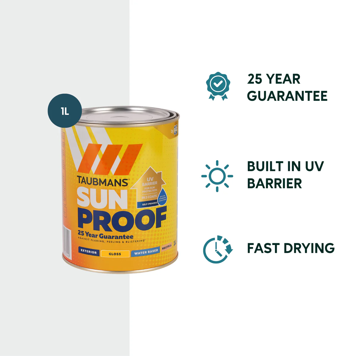 Taubmans 1L Neutral Gloss Sunproof Exterior Paint - Water-Based - UV Protection - Image 2