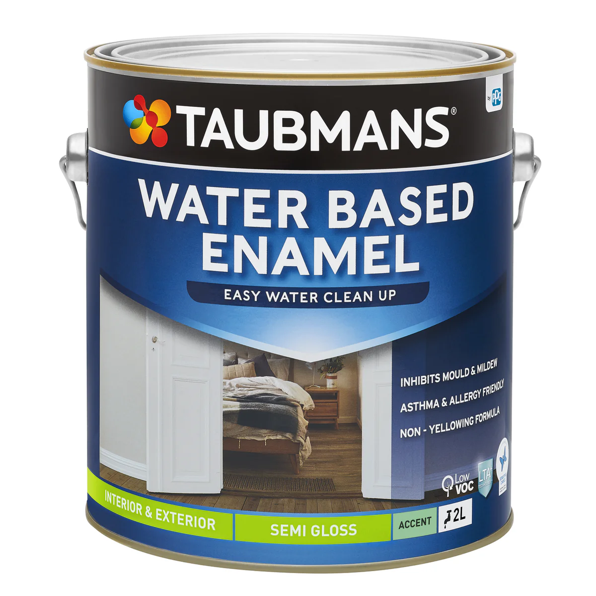 Taubmans 2L Accent Semi Gloss Water Based Enamel Paint - 2L - Non-Yellowing Finish