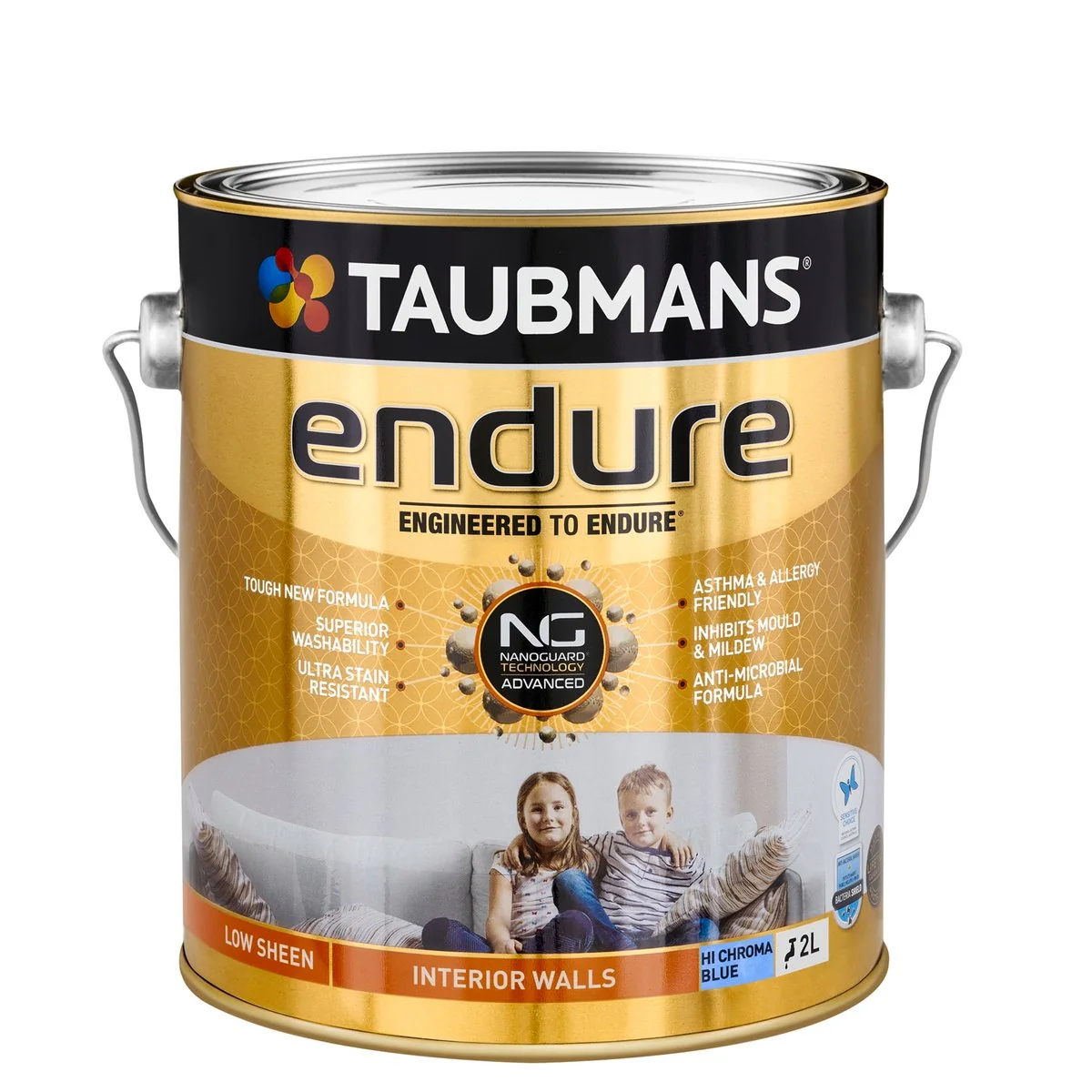 Taubmans 2L Hi C Blue Low Sheen Endure Interior Walls Paint 2.523kg