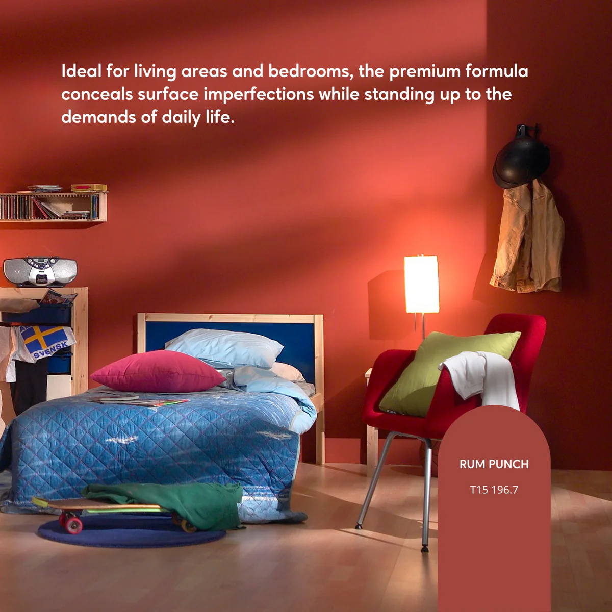 Taubmans 2L Hi C Red Low Sheen Endure Interior Walls Paint 2L - Image 3