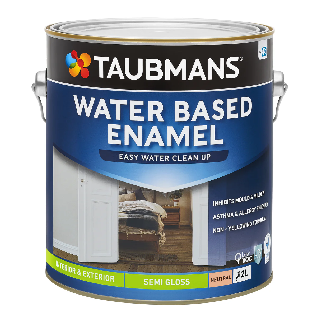 Taubmans 2L Neutral Semi Gloss Water Based Enamel Paint - 2L - Water-Based, Durable Finish