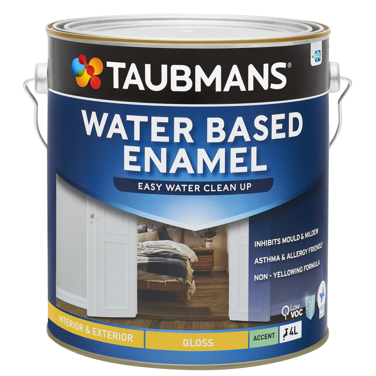 Taubmans 4L Accent Gloss Water Based Enamel Paint - 4L - Durable Finish - Low Odour