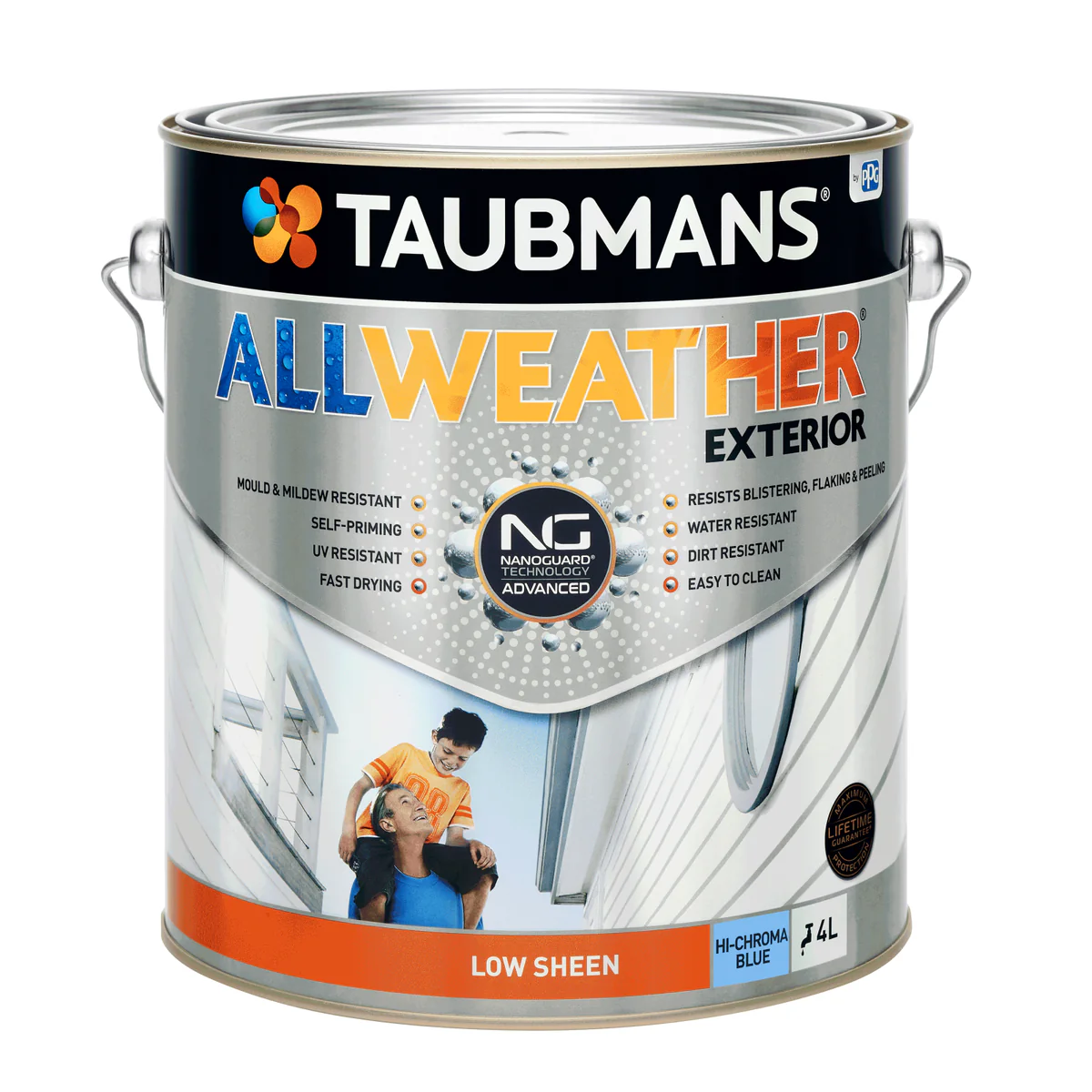 Taubmans 4L Hi C Blue Low Sheen Exterior Paint - Water Based - Mould Resistant