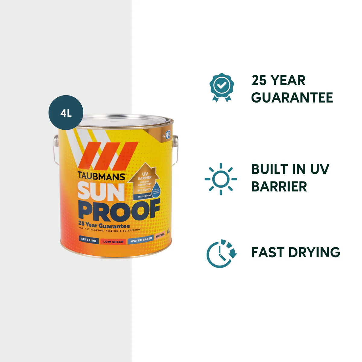 Taubmans 4L Neutral Low Sheen Exterior Paint - UV Protection - Fast Drying - Image 2
