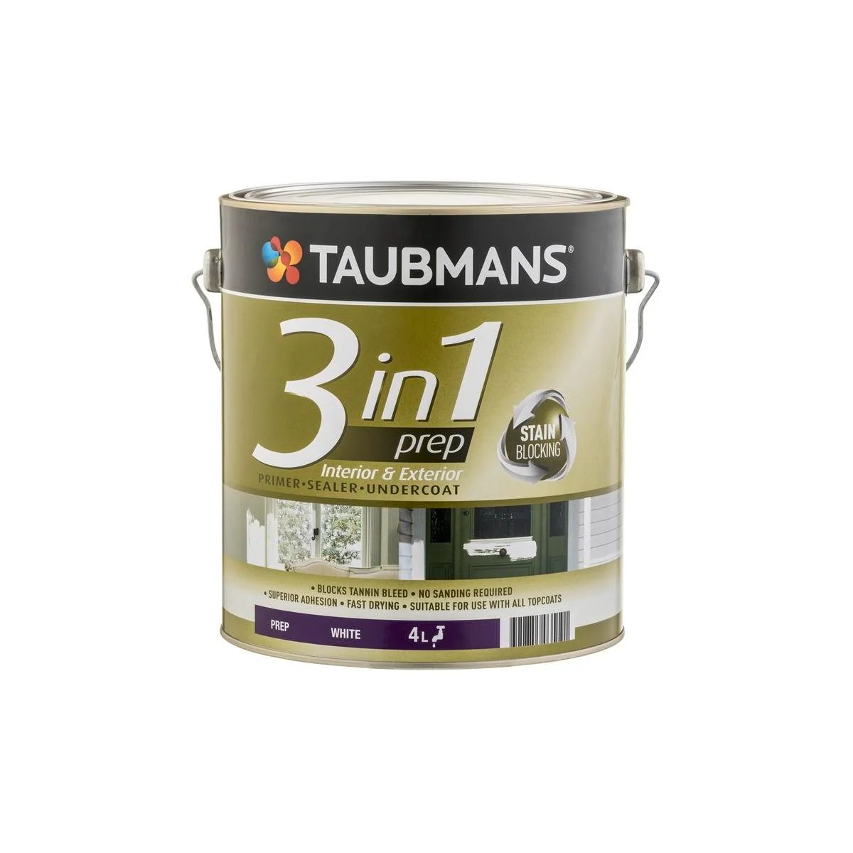 Taubmans 4L White 3 in 1 Primer Undercoat Sealer Paint - Fast Drying - 100% Acrylic