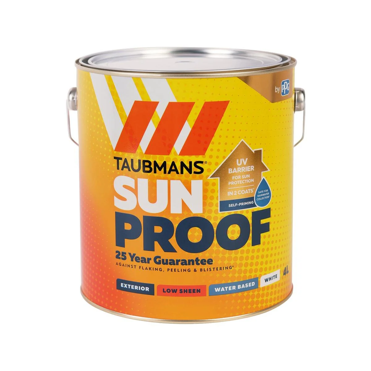Taubmans 4L White Low Sheen Exterior Paint - UV Protection - Fast Drying