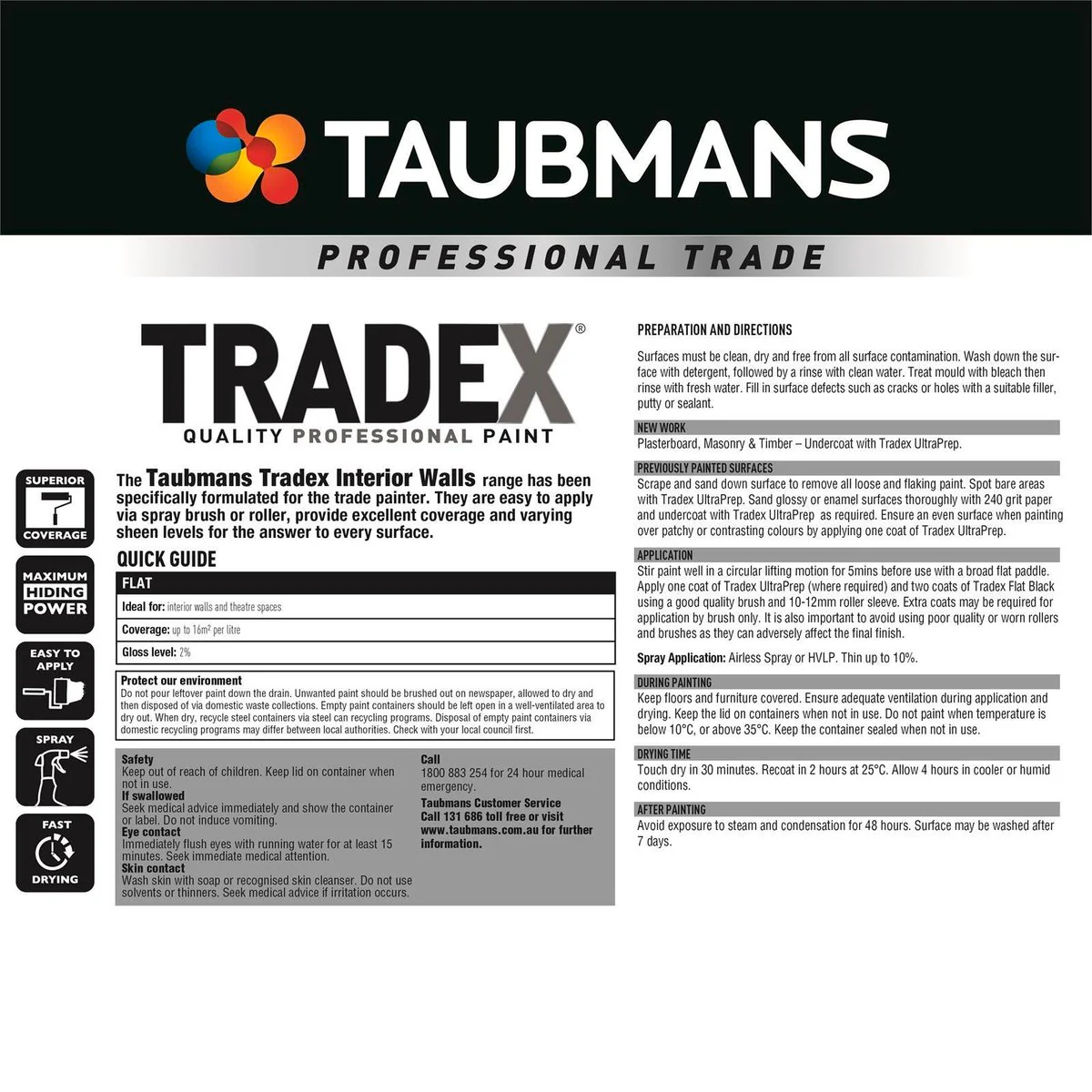 Taubmans Tradex Interior Wall Paint - 4L - Water Based - Washable - Image 4